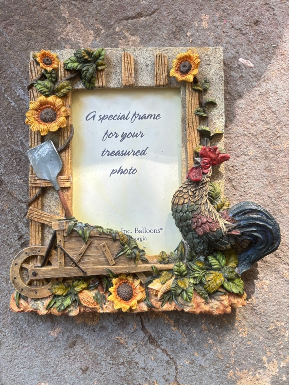 Sunflower & Rooster Decorative Photo Frame - Yellow